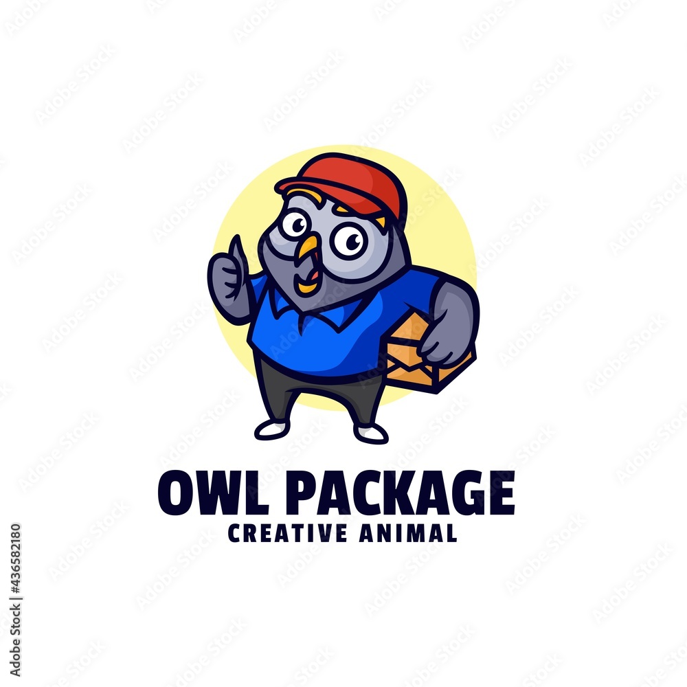 Vector Logo Illustration Owl Package Mascot Cartoon Style. Vector Logo Illustration Owl Package Mascot Cartoon Style.