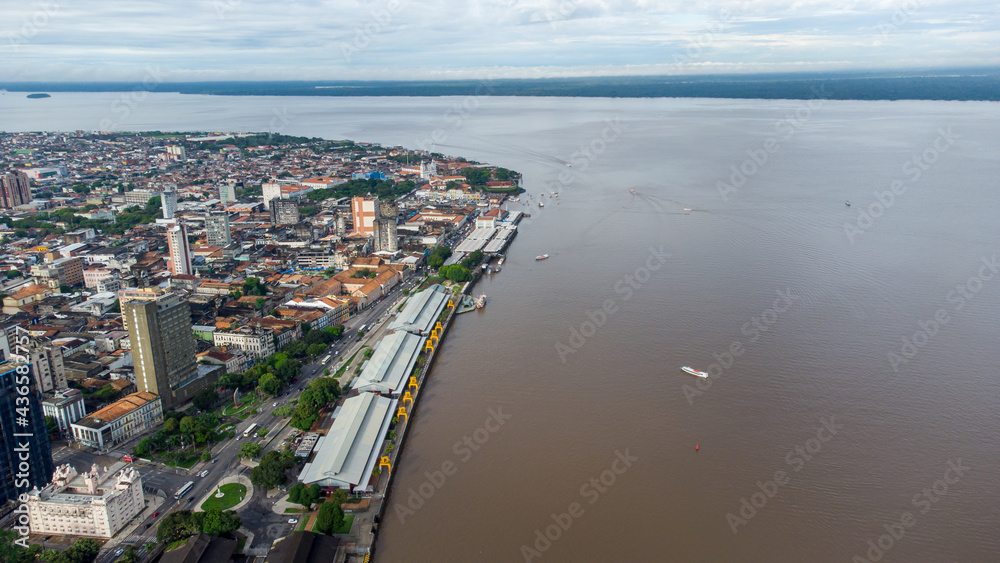 Aerial view of Estação Das Docas in Belém, Pará, Brazil.