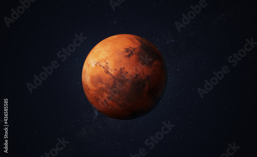 Mars red planet with starry background