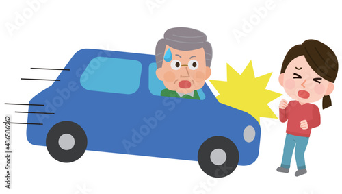 交通事故　女性と接触　イラスト