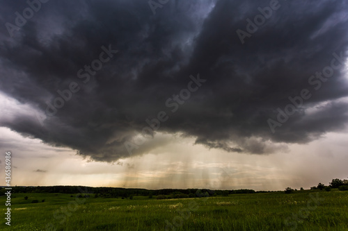 Severe thunderstorm clouds, landscape with storm clouds © lukjonis