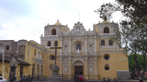 lPanning shot of La merced church in antigua guatemala photo