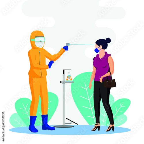 Checking Body temperature vector illustration