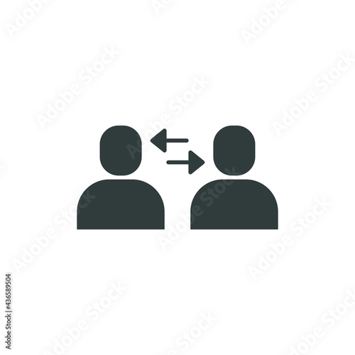 Interpersonal relationship icon, acquaintance skill.  close care conversation. Two people interacting and associating. solid style Editable stroke vector illustration design on white background EPS 10