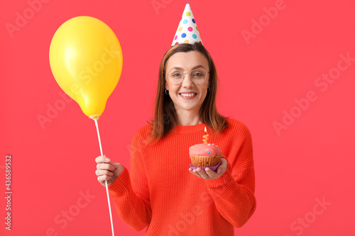 Beautiful woman celebrating...