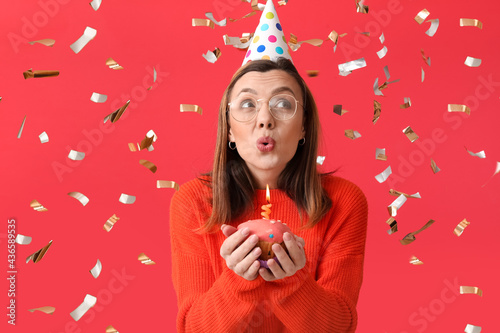 Beautiful woman celebrating...