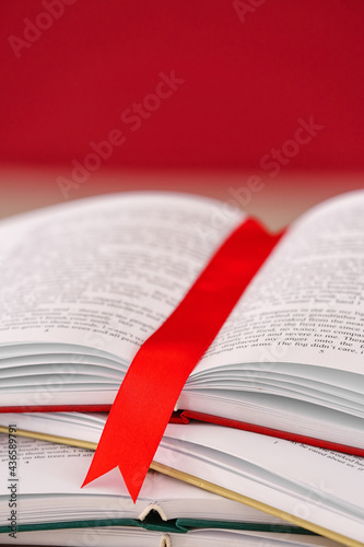Open books with bookmark on...