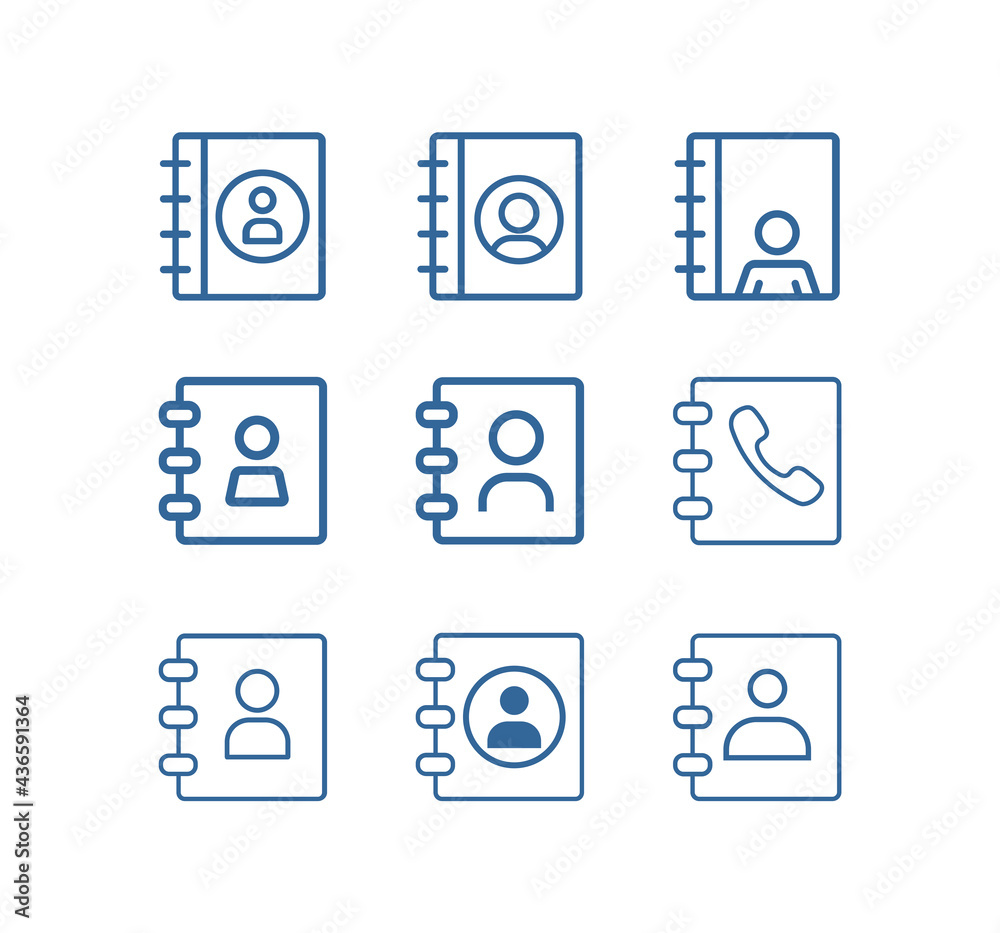 Adress book line vector icon set Adress book line vector icon set
