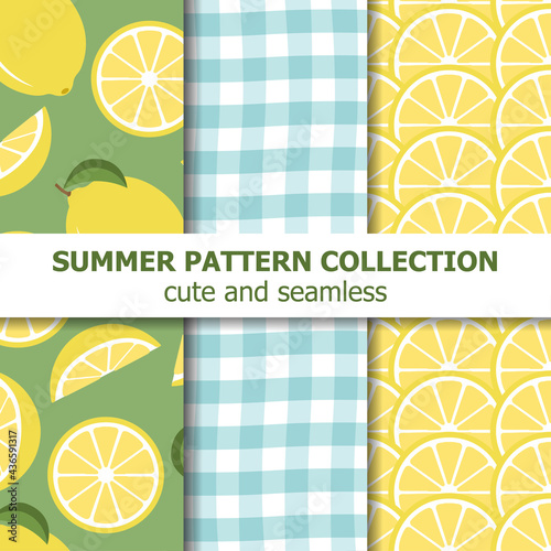 summer pattern collection. Lemon theme. Summer banner
