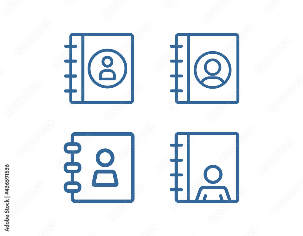 Adress book line vector icon set Adress book line vector icon set