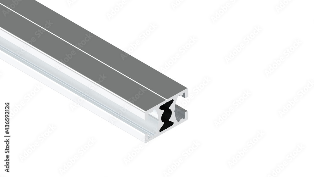 3D rendering of an alumnium metal profile isolated on white background 3D rendering of an alumnium metal profile isolated on white background