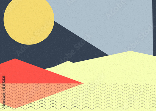 Geometric landscape generative art poster illustration