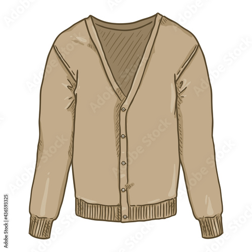 Brown Cardigan on White Background.