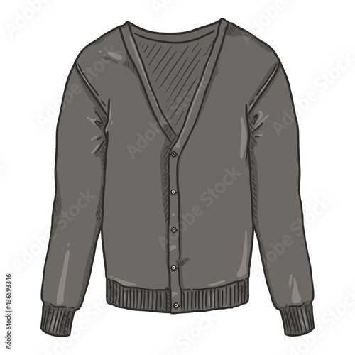 Gray Cardigan on White Background.