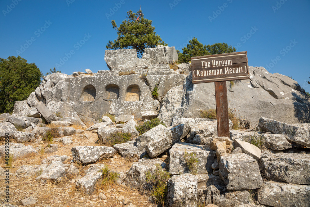 Ruins of the ancient city of Termessos without tourists near Antalya, Turkey