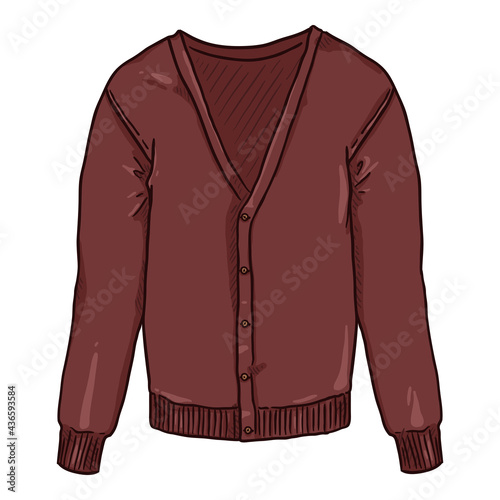 Red Cardigan on White Background.