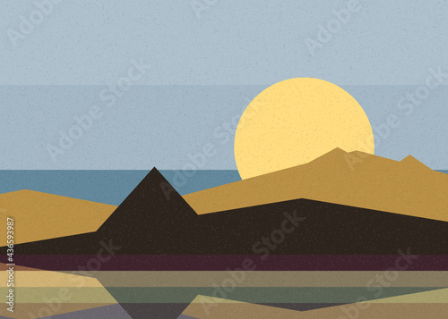 Geometric landscape generative art poster illustration