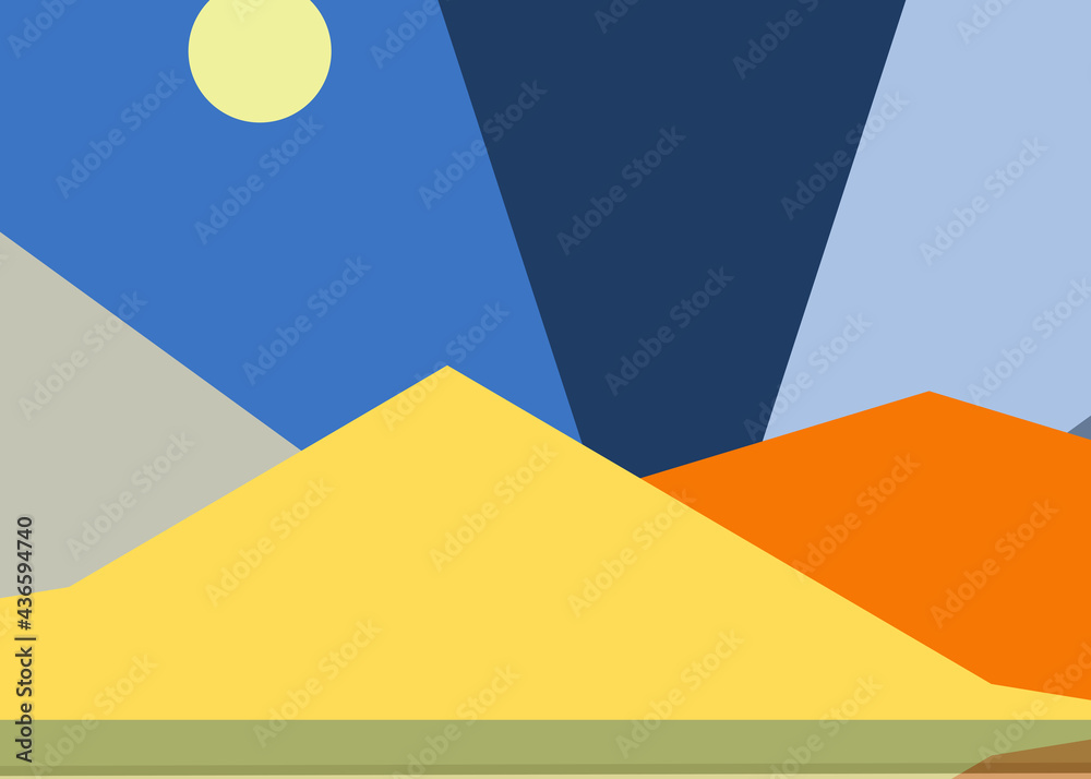 Geometric landscape generative art poster illustration Geometric landscape generative art poster illustration