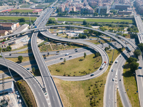 Aerial view of highway grade separation in Barcelona, Spain © JackF