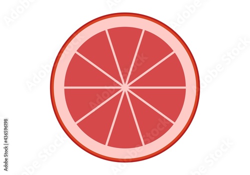 Half of grapefruit slice. Vector graphics on a white background.