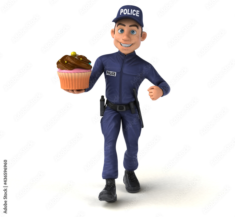 Fun 3D illustration of a cartoon Police Officer Fun 3D illustration of a cartoon Police Officer