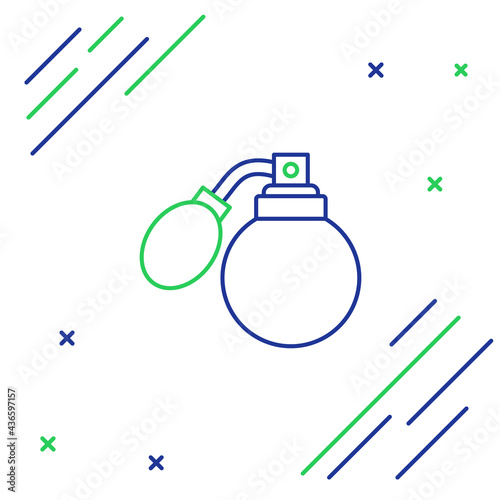 Line Aftershave bottle with atomizer icon isolated on white background. Cologne spray icon. Male perfume bottle. Colorful outline concept. Vector