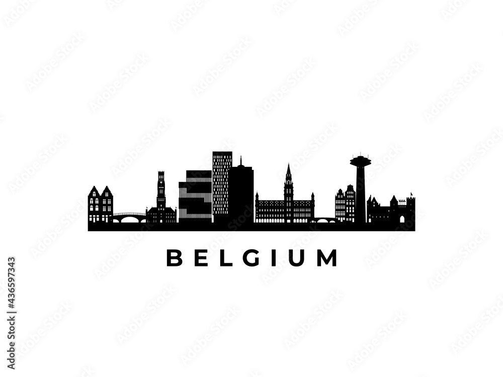 Vector Belgium skyline. Travel Belgium famous landmarks. Business and tourism concept for presentation, banner, web site.
