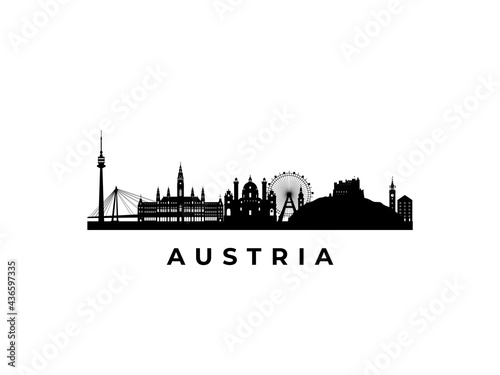 Vector Austria skyline. Travel Austria famous landmarks. Business and tourism concept for presentation, banner, web site.