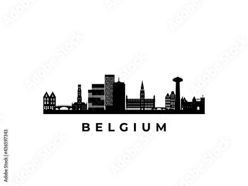Vector Belgium skyline. Travel Belgium famous landmarks. Business and tourism concept for presentation  banner  web site.