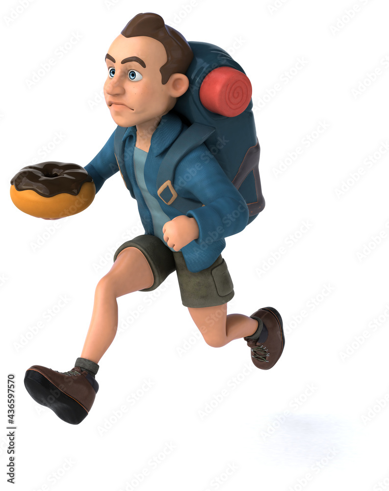 Fun illustration of a 3D cartoon backpacker Fun illustration of a 3D cartoon backpacker