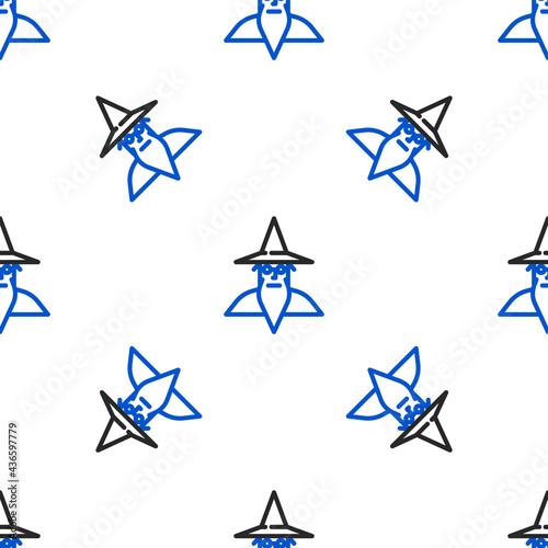 Line Wizard warlock icon isolated seamless pattern on white background. Colorful outline concept. Vector