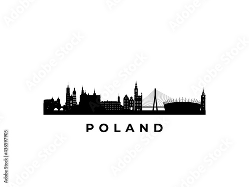 Vector Poland skyline. Travel Poland famous landmarks. Business and tourism concept for presentation, banner, web site.