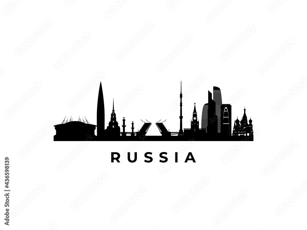 Vector Russia skyline. Travel Russia famous landmarks. Business and tourism concept for presentation, banner, web site.