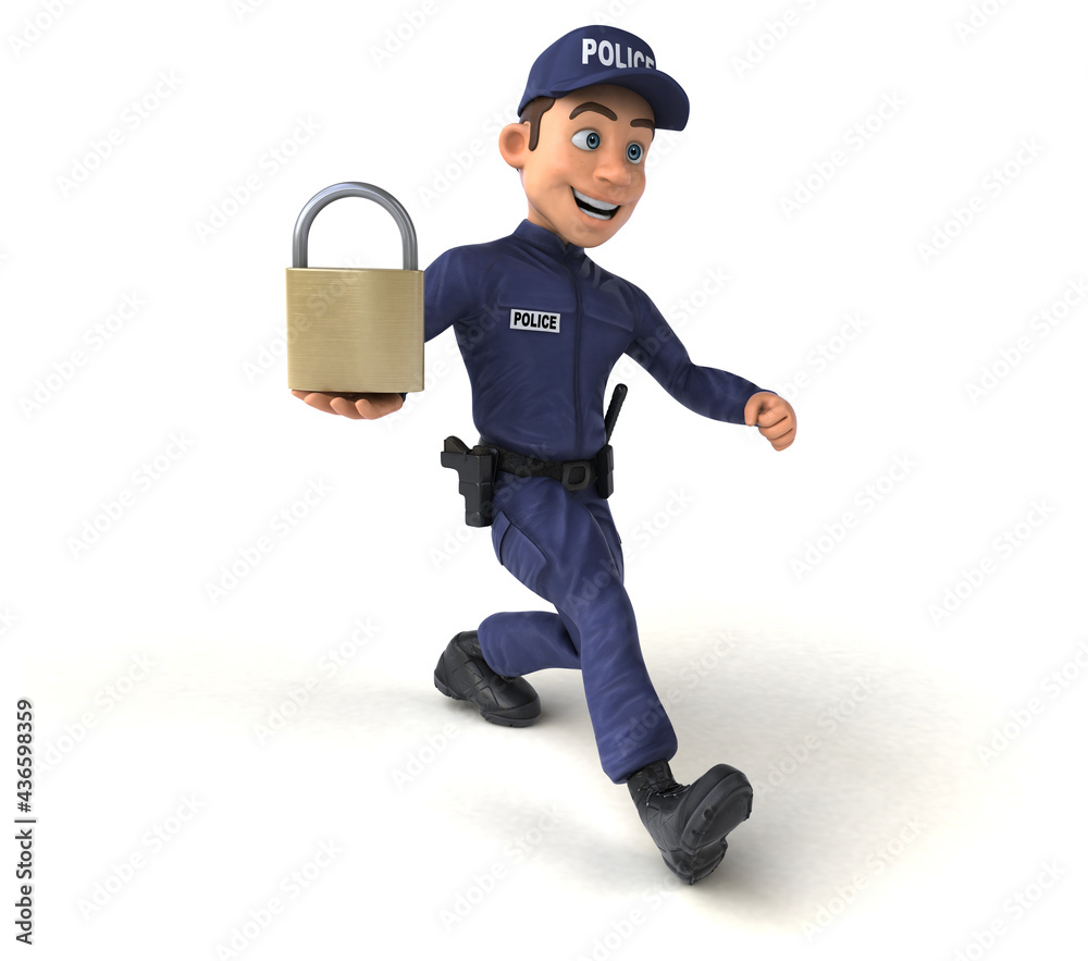 Fun 3D illustration of a cartoon Police Officer Fun 3D illustration of a cartoon Police Officer