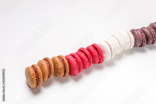 Various delicious french dessert macaroons.