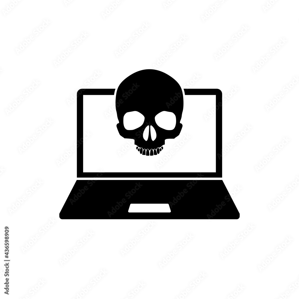 Hacked laptop icon isolated on white background Hacked laptop icon isolated on white background