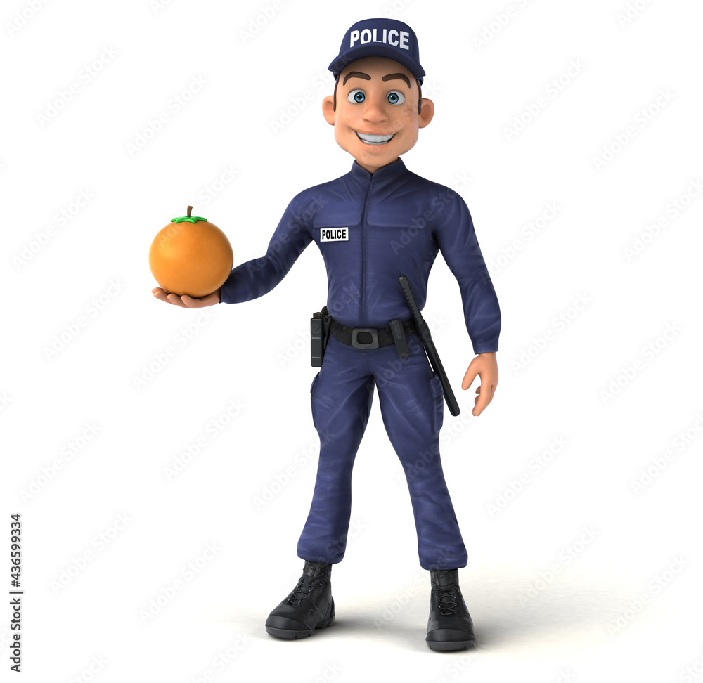 Fun 3D illustration of a cartoon Police Officer Fun 3D illustration of a cartoon Police Officer