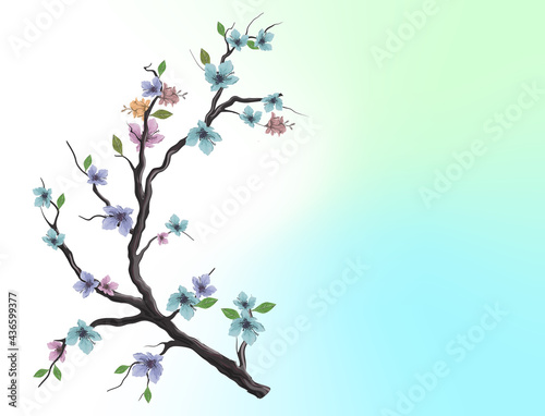 Hand drawn cherry flower tree vector isolated