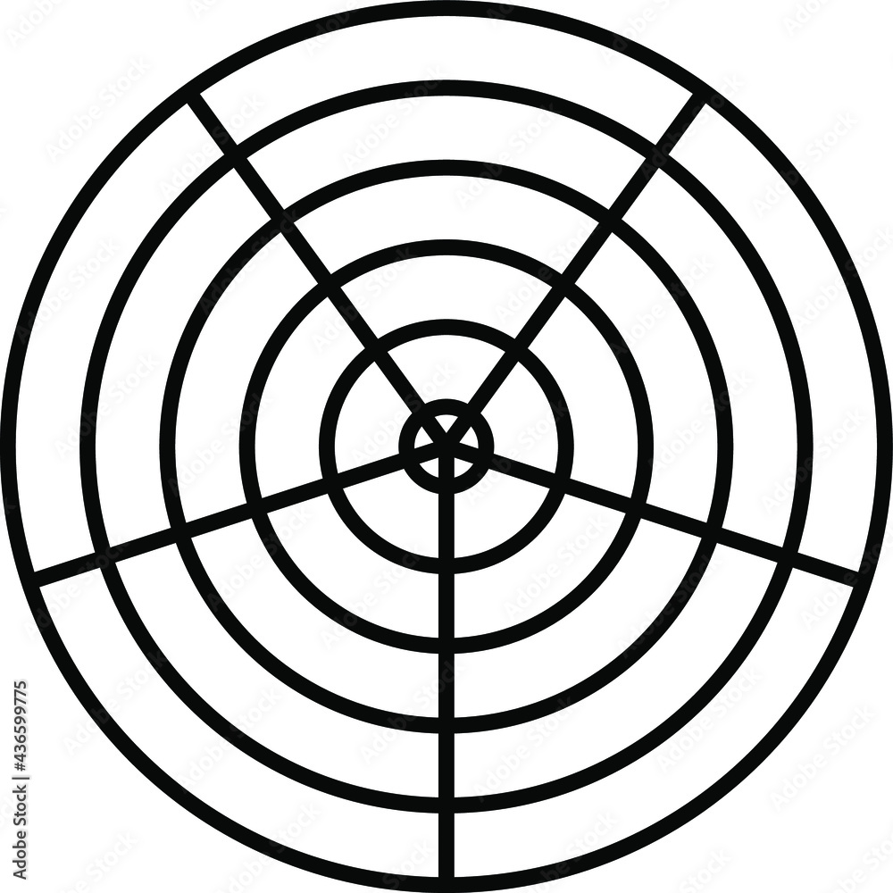 Polar Coordinates Vector. Polar Graph Paper. Pie Chart vector