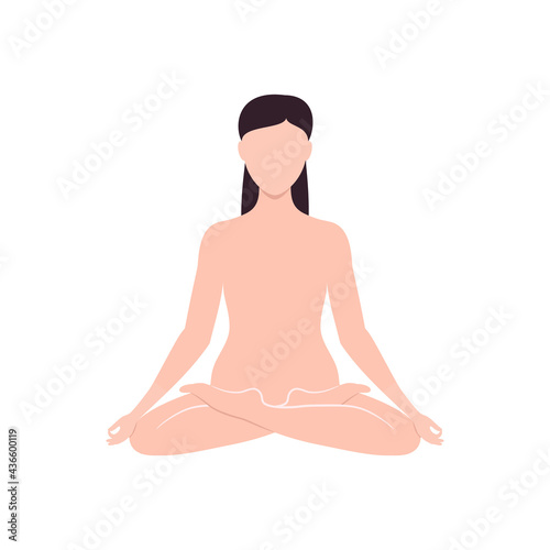 woman sits in the lotus position. yoga, meditation. vector