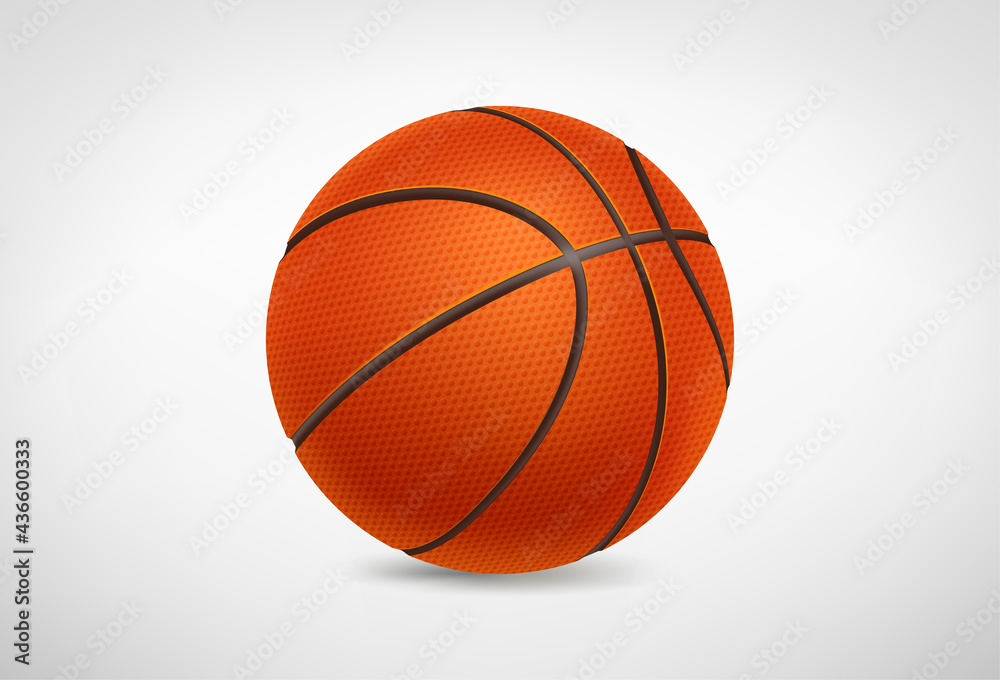 Realistic detailed basketball ball on white background