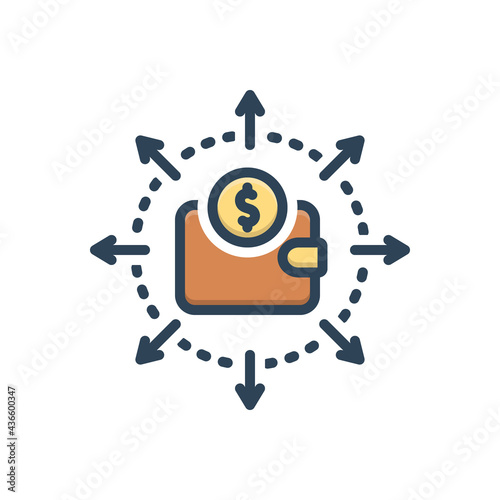 Color illustration icon for budget spending