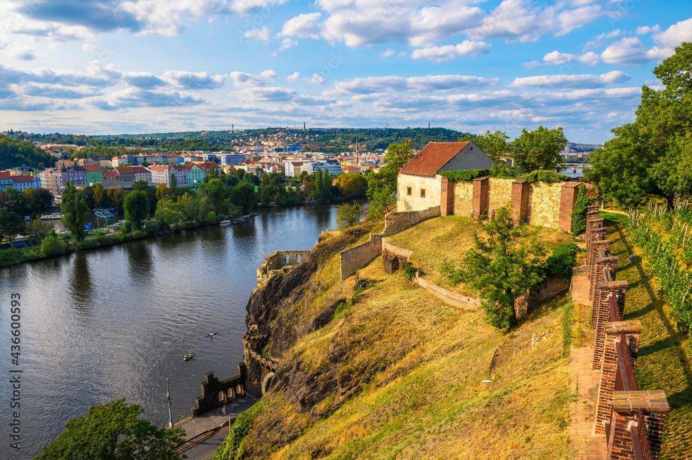 Vltava river as seen from the Upper Castle of Prague