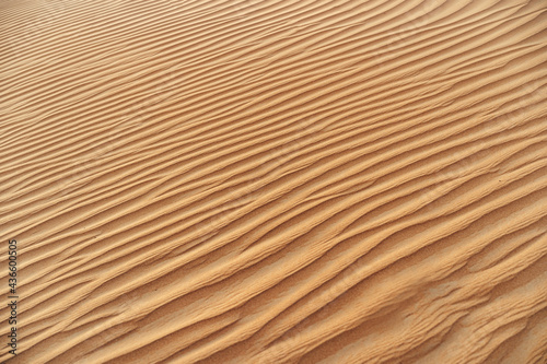Wavy sand texture in Dubai desert close up
