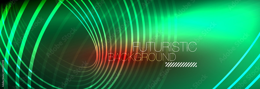 Dark abstract background with glowing neon circles. Trendy layout template for business or technology presentation, internet poster or web brochure cover, wallpaper Dark abstract background with glowing neon circles. Trendy layout template for business or technology presentation, internet poster or web brochure cover, wallpaper