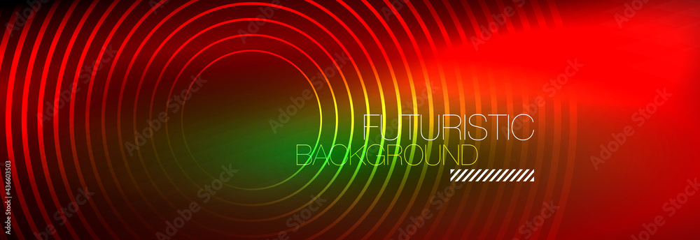 Dark abstract background with glowing neon circles. Trendy layout template for business or technology presentation, internet poster or web brochure cover, wallpaper Dark abstract background with glowing neon circles. Trendy layout template for business or technology presentation, internet poster or web brochure cover, wallpaper
