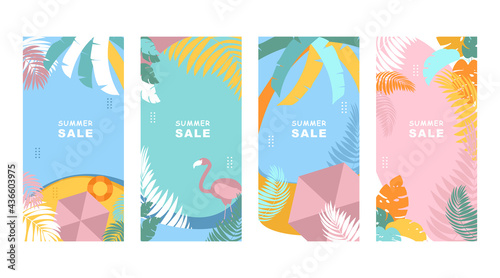 Summer banner template with Colorful background.