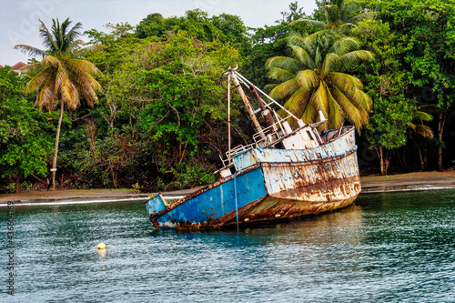 wreck in the Blue Lagoon at St. Vincent and the Grenadines, Lesser Antilles