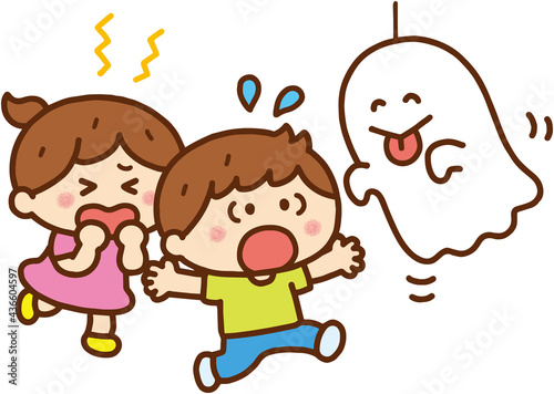 おばけに驚く子どもたち