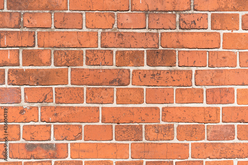 Brick wall with red brick, red brick background.